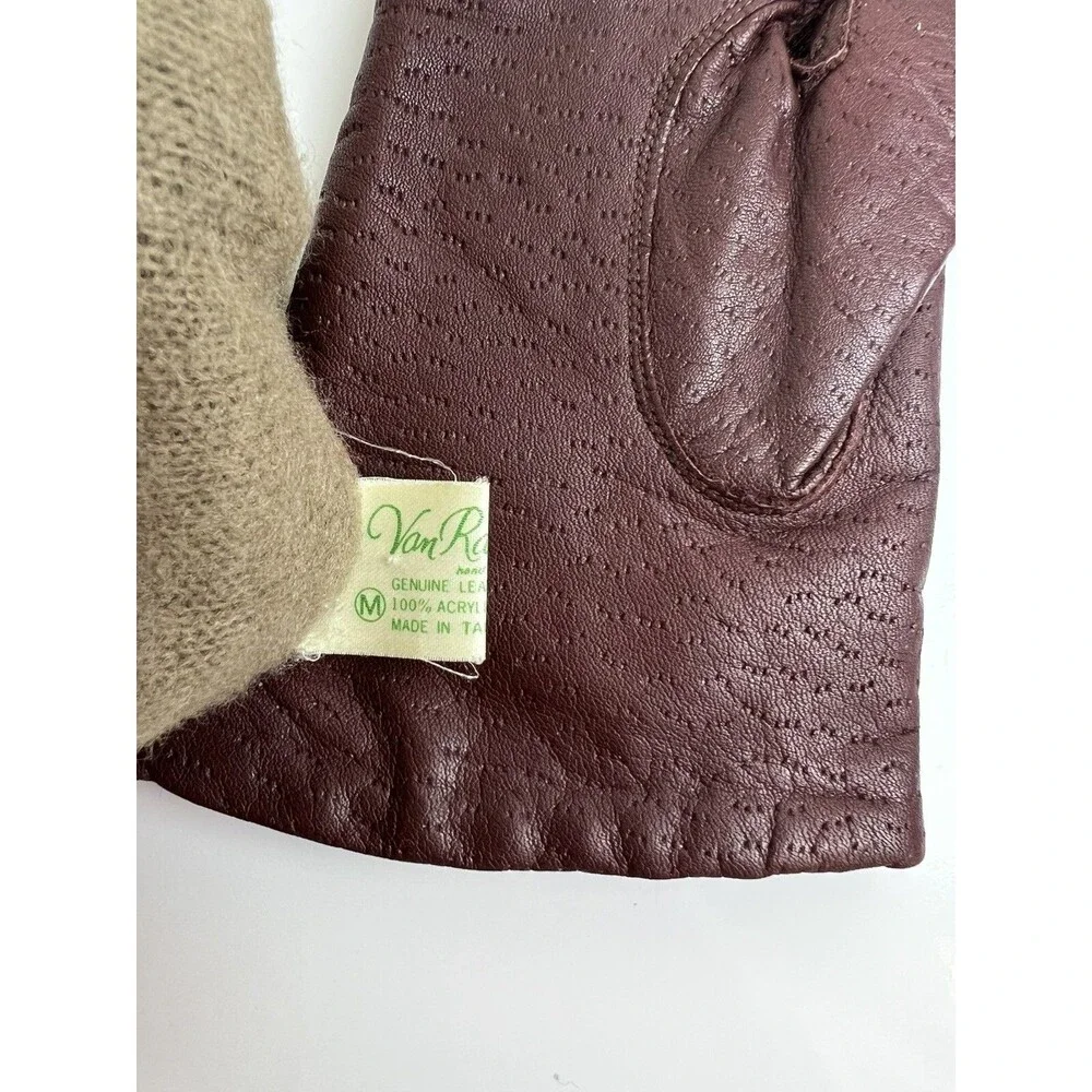 Vintage Van Raalte Gloves Maroon Red 100% Leather Driving Gloves Winter MCM sz M